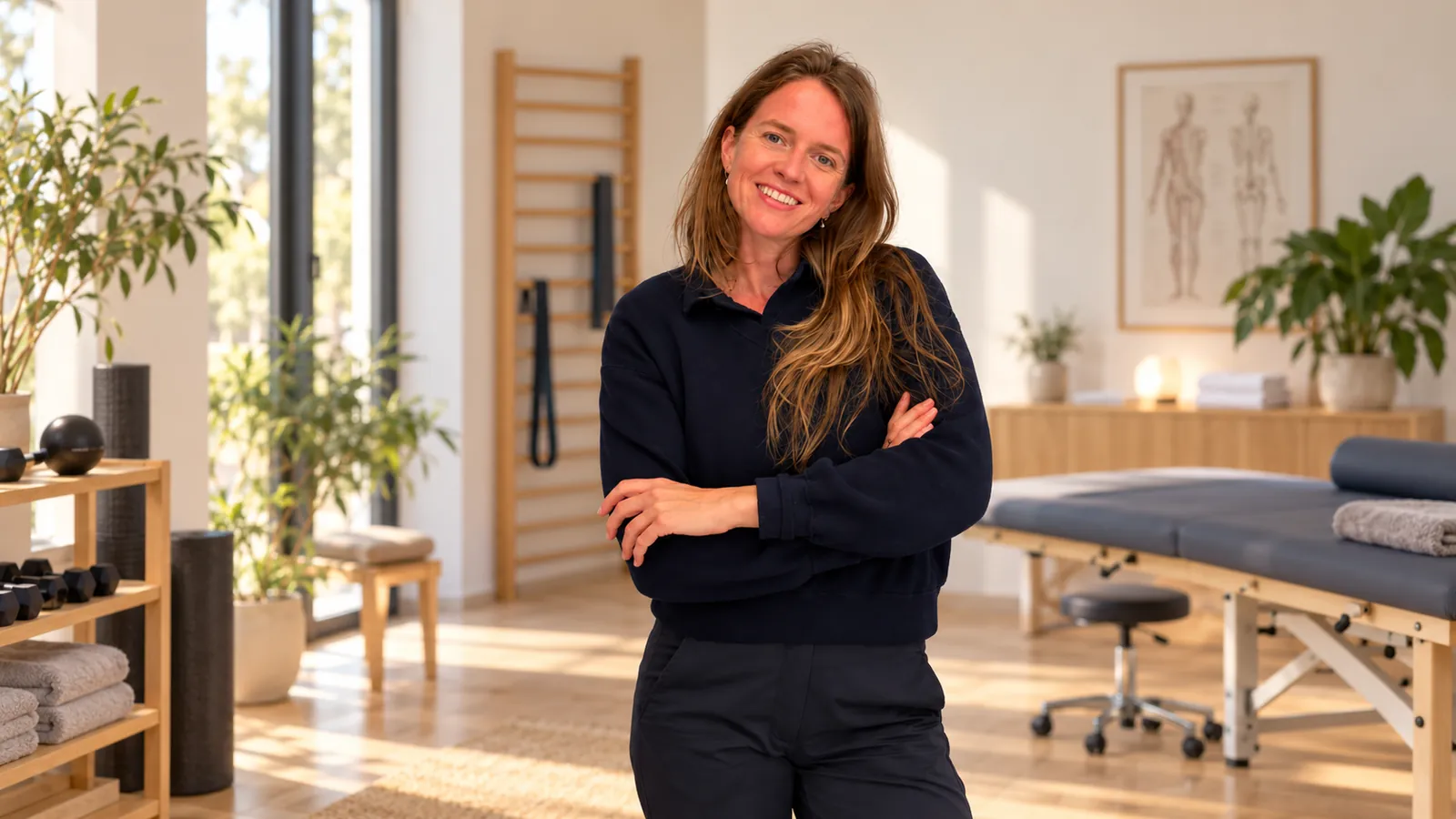 Julia Mast in einem hellen physiotherapeutischen Umfeld
